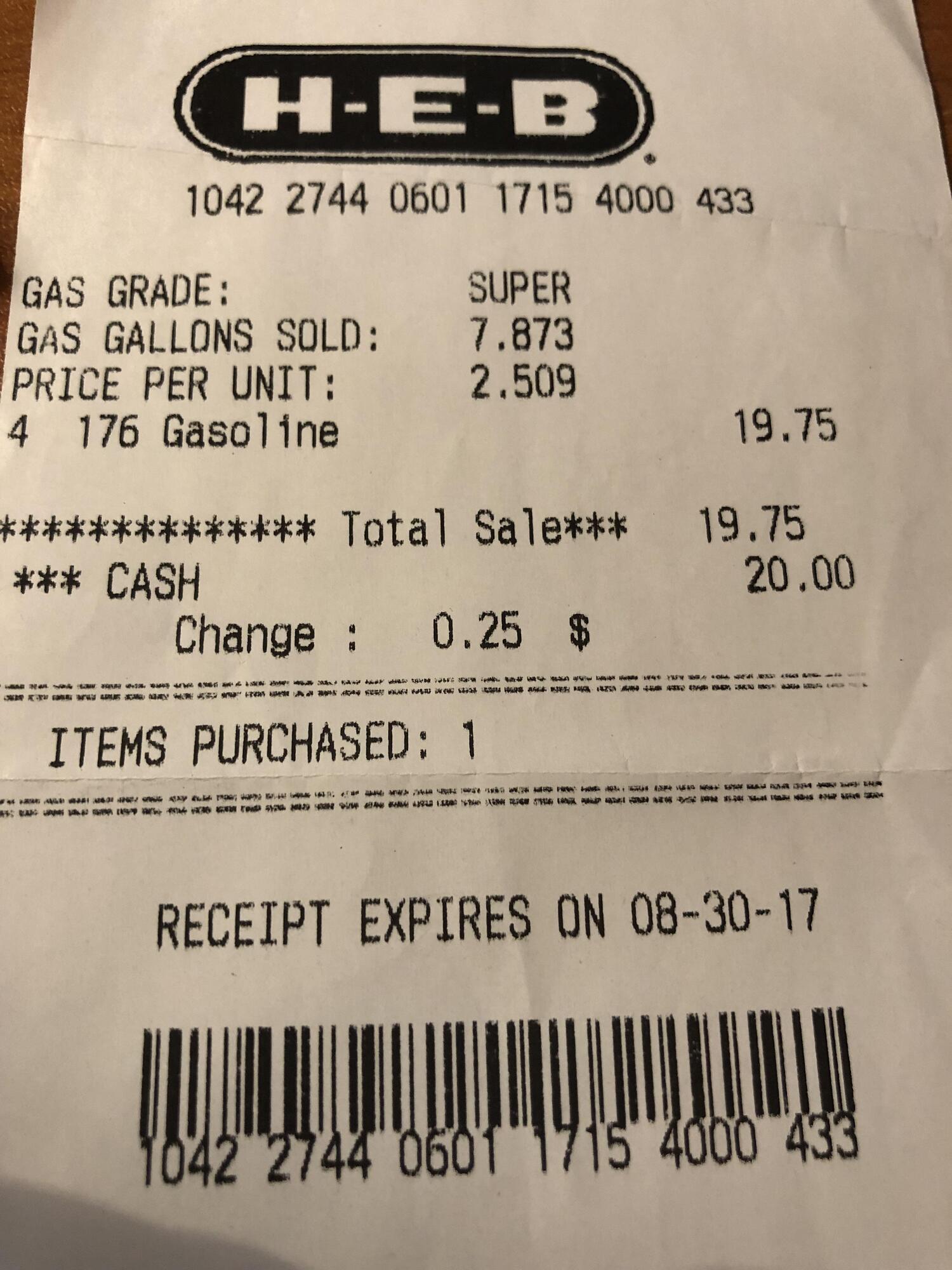 gas receipts