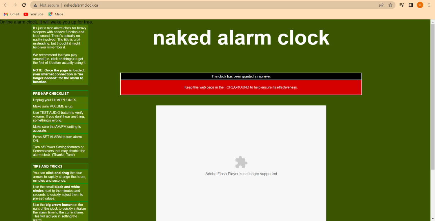 naked alarm clock