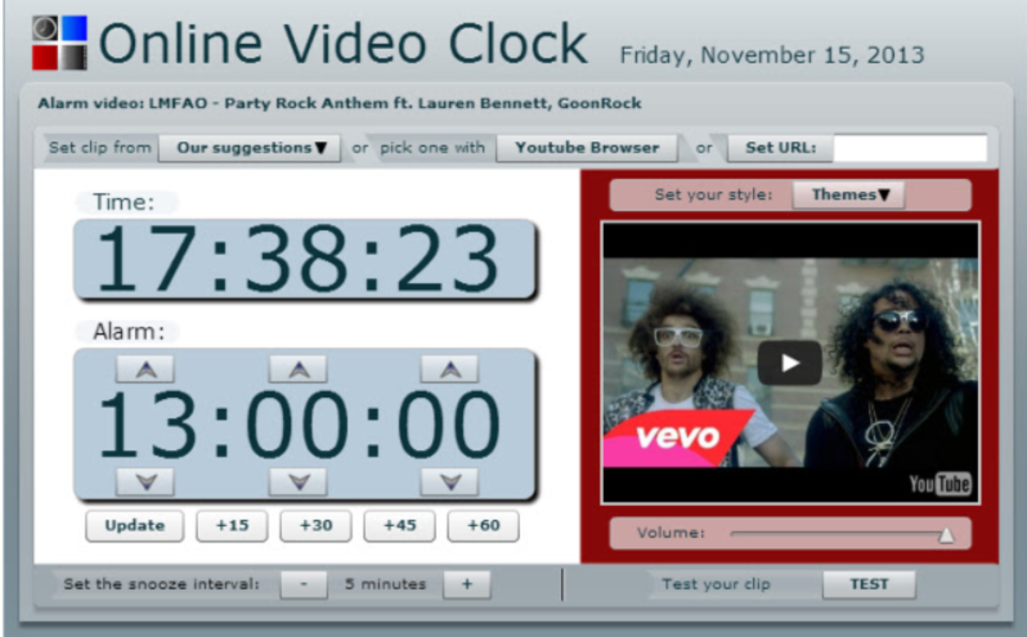 online video clock