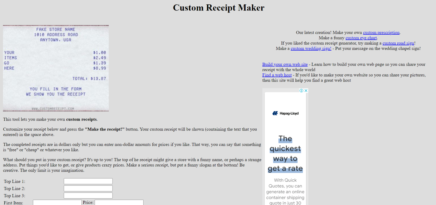Custom Receipt Maker 