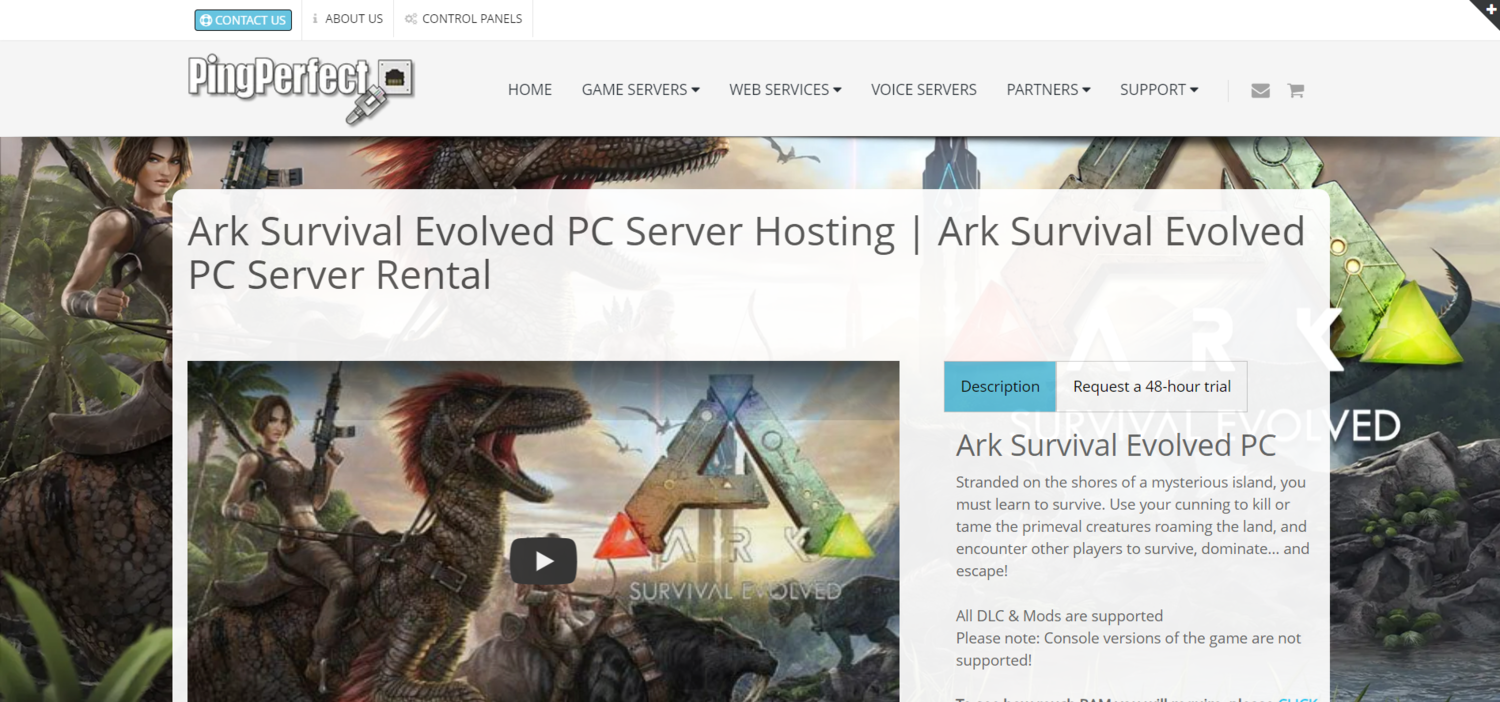 PingPerfect ark server hosting