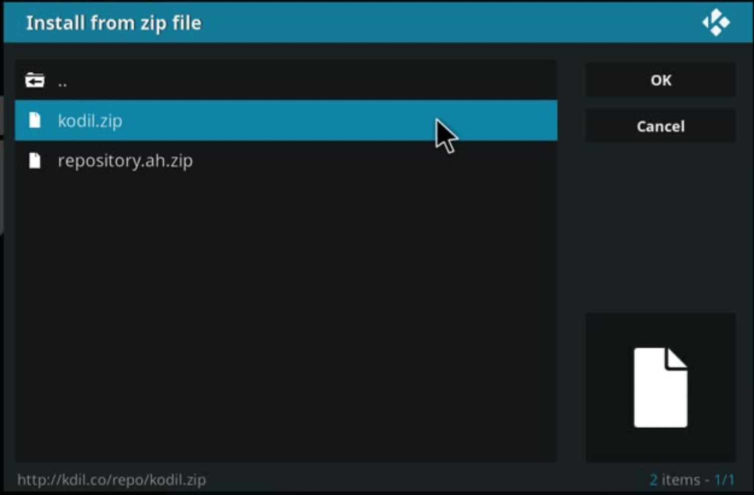 install from zip file
