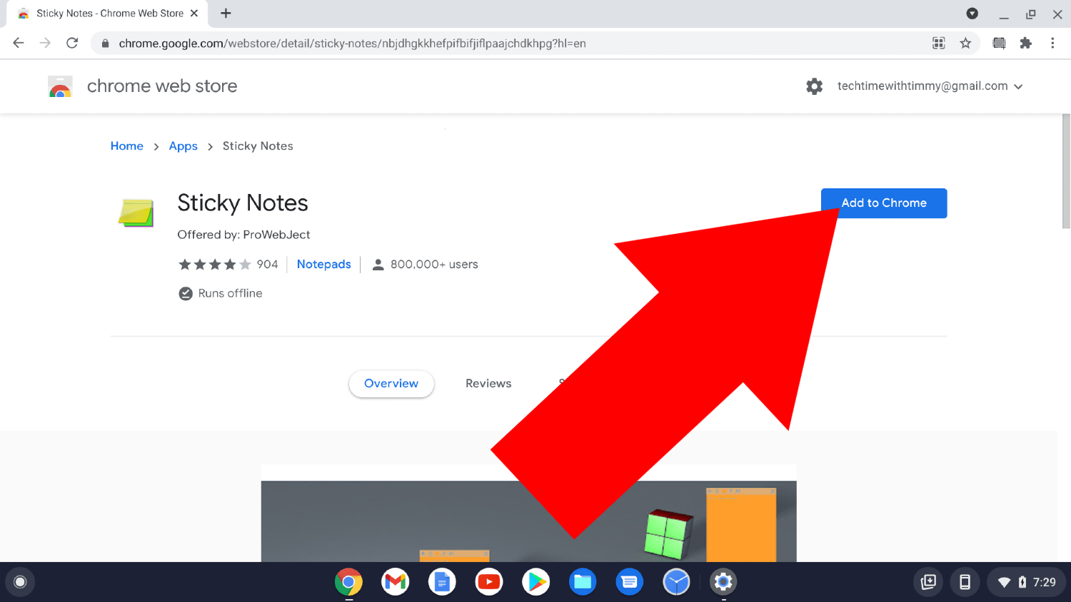 Sticky note for Chromebook