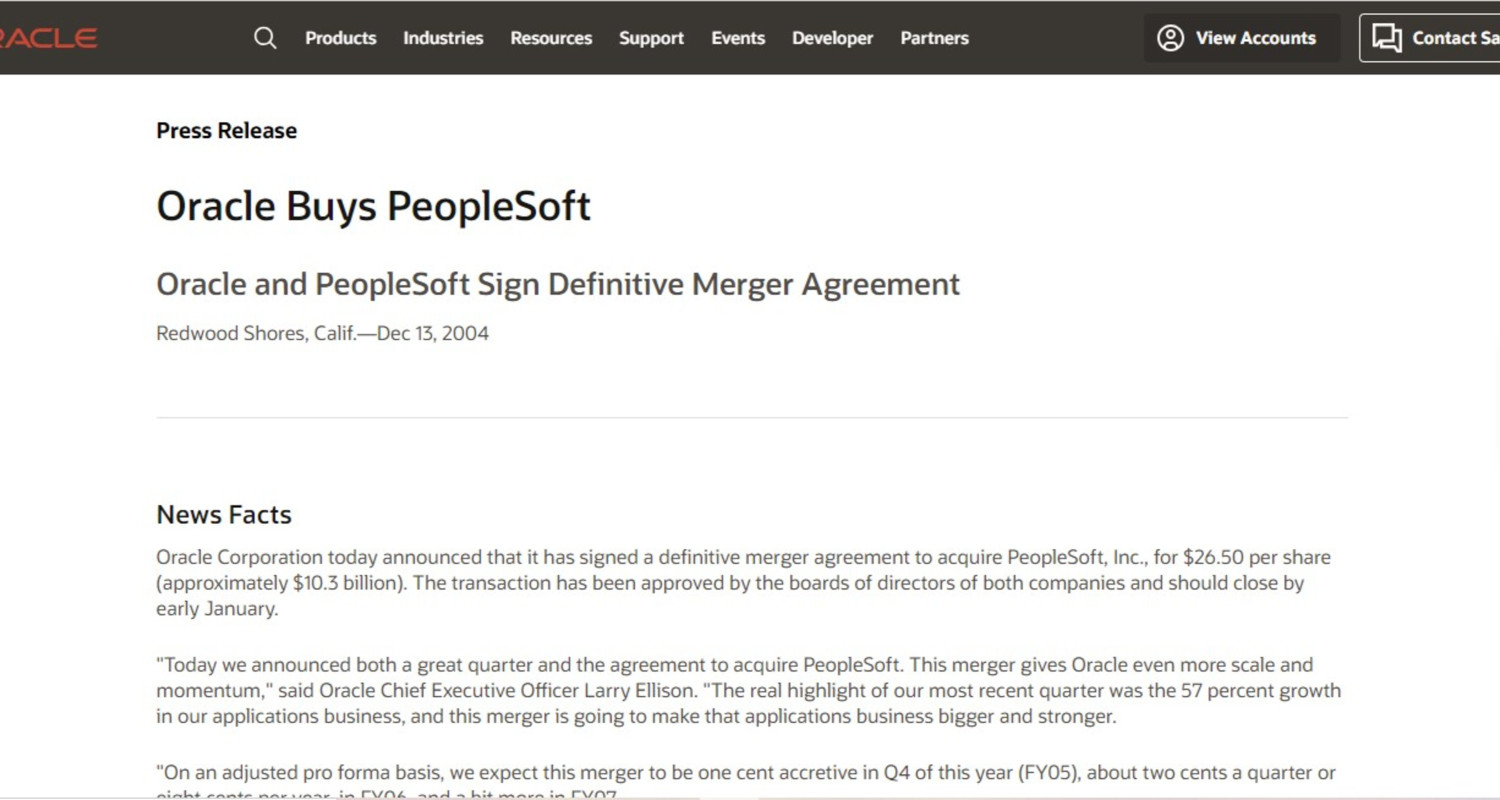 The Oracle Acquisition and Its Impact on PeopleSoft