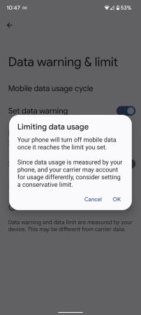 limit mobile data usage