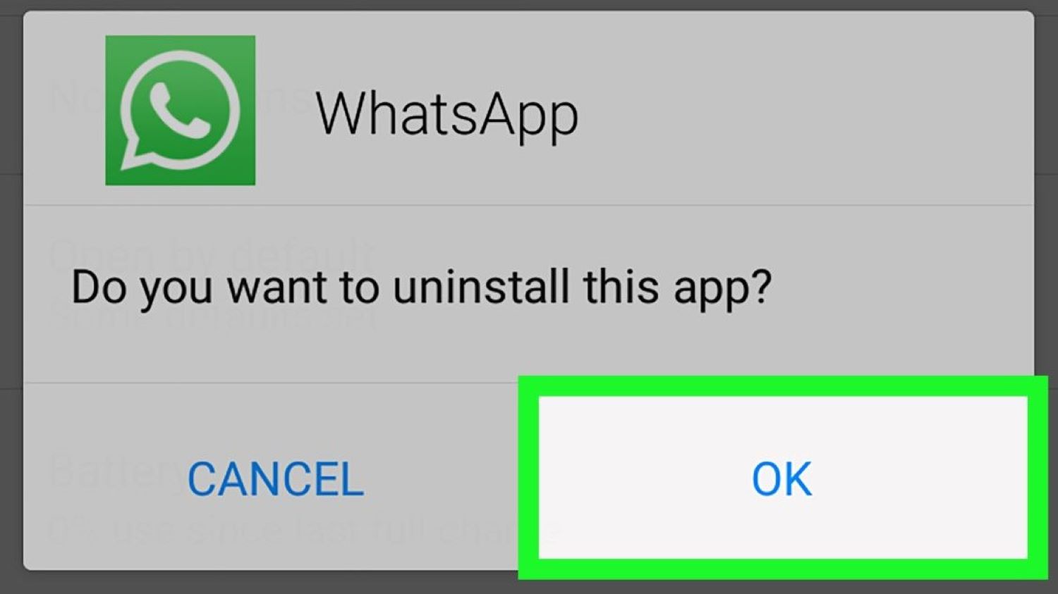 uninstall whatsapp