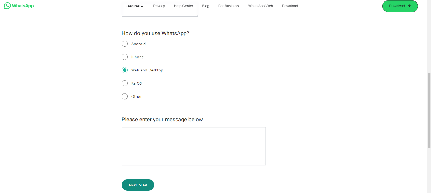 device type whatsapp contact