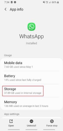 whatsapp storage