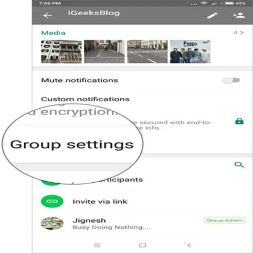 group setting whatsapp
